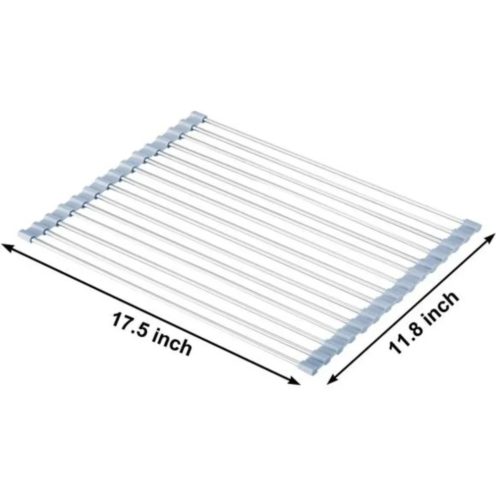 Roll Up Sink Drying Rack, Foldable Dish Drainer, Gray (17.5''x11.8'')